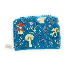 Shag Wear Mushroom Forest Small Coin Purse For Women Vegan Faux Leather Teal