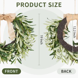 Olive Wreath for Front Door, 19'' Real Touch Door Wreath with Fruits