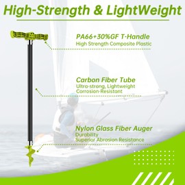 sailpref Boat Sand Anchor, 20/40" Carbon Fiber Shallow Water Anchor with T-Handle and Nylon Glass Fiber Auger,Corrosion-Resistant Sand Anchor for Under 23ft Boat and Kayak Anchor, Green