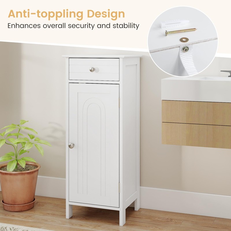 GLACER Floor Storage Cabinet, Multifunctional Bathroom Storage Cabinet with 2