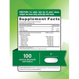 Nature's Truth Extra Virgin Coconut Oil 1000 mg, 100 Count by Nature's Truth