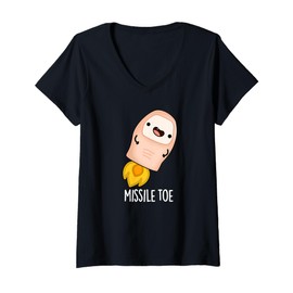 Womens Missile Toe Funny Mistletoe Pun V-Neck T-Shirt