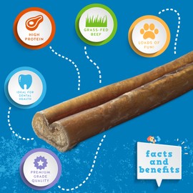 Jack&Pup 6 Inch Thick Bully Sticks for Medium Dogs, Dog Bully Sticks for Small Dogs -6" Bully Sticks for Puppies Natural Bully Sticks Odor Free Long Lasting Dog Chews, Beef Bully Stick (3 Pack)
