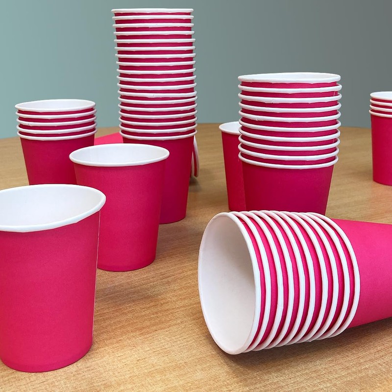 Kissymix Pink Paper Cups 60 Colourful Disposable Paper Party Cups