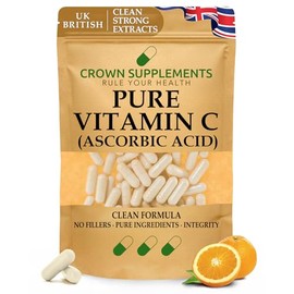 Pure Vitamin C Capsules Ascorbic Acid | Clean Supplements | Crown Supplements UK (270 Cpasules)