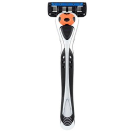 Personna - Maquinilla de afeitar de 5 hojas para hombre con paquete de 12 cartuchos de repuesto y mango de afeitado (plata)