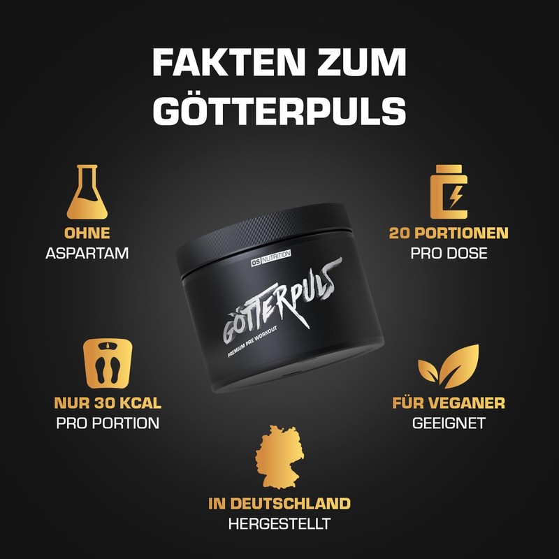 OS NUTRITION Götterpuls Premium Pre Workout Orange, Powder, 308 g