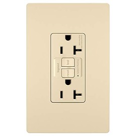 Pass & Seymour 2097-TRI Specification Grade Tamper Resistant Self-Test GFCI Duplex Receptacle 20 Amp 125 Volt AC NEMA 5-20R Ivory Radiant