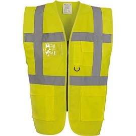 Yoko Men's Yk002/Hvw801 Multi-Functional Executive Hi-vis Waistcoat, Yellow, Medium