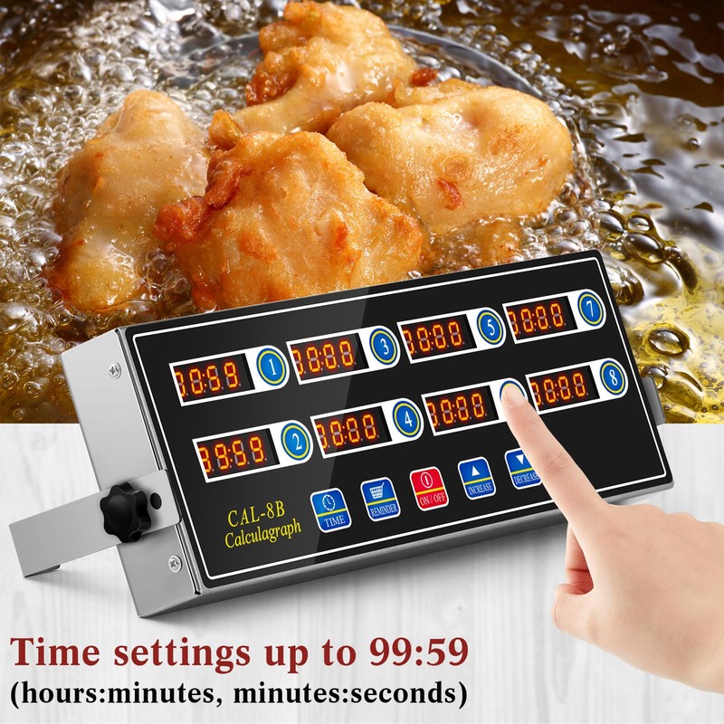 1 Pack Commercial 8 Channel Digital Kitchen Timer, Multi-Countdown Timer