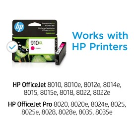 HP HP 910XL Magenta High-yield Ink Cartridge | Works with HP OfficeJet 8010, 8020 Series, HP OfficeJet Pro 8020, 8030 Series | Eligible for Instant Ink | 3YL63AN
