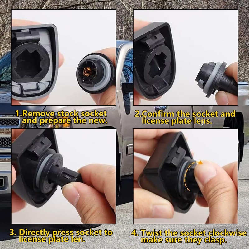 2 Pcs License Plate Light Socket Black Rear Lamp Wire