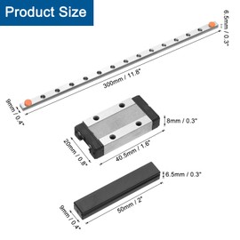 uxcell MGN9 300mm Linear Guide Rail with MGN9H Sliding Carriage Block and Plastic Mini MGN12 Linear Guide for DIY 3D Printers and CNC Machine, Silver