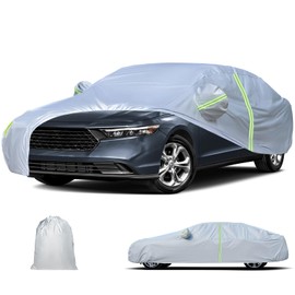 Waterproof Car Cover for 2023-2025 Honda Accord, All Weather Heavy Duty Sedan Car Cover with Zipper Door & Windproof Bands for Rain Snowproof UV Windproof Protection