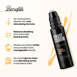MUSTCULINE Follicle Activator Pen, Patchy Beard Growth Oil, Beard Growth with Ingrown Hair Treatment Formula, Beard Ingrown Hair Treatment Roll-on Gel (4)