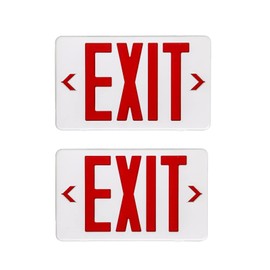 TANLUX Red Exit Sign, LED Emergency Exit Light with Battery Backup, UL Listed, AC 120/277V, Hardwired Exit Signs with Emergency Lights, Commercial Emergency Lights for Business - 2 Pack