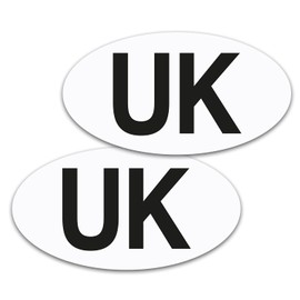 TMS UK Magnetic Car Stickers for Europe 2024 | Made in England | 2 Pack Fully Magnetic UK Plates for Driving Abroad | Strong, Durable, Weather Resistant | for use in EU Countries (White, Small)