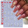 6 Sheets Valentine's Day Nail Art Stickers 3D Self-Adhesive Heart