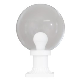 KastLite 10" Globe Pier Mount Outdoor Lighting with LED Lamp | UV & Waterproof Pillar & Column Lights | Deck Driveway Yard Patio & Garden Fixture | Made in USA | Frosted Cover, White Decorated Base