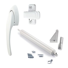 Ideal Security 9CS Bundle Standard Storm Door Closer with CS Pull Handle Set, Adjustable Speed, Smooth Closing for Lightweight to Medium Doors, White