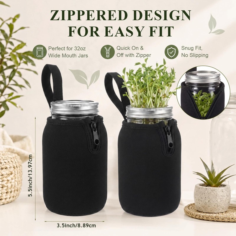 Blushtier 2 Pcs 32oz Mason Jar Sleeves Regular and Wide