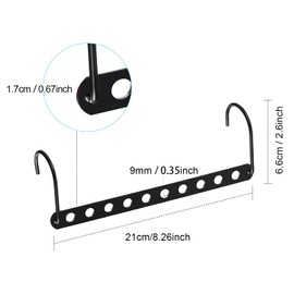 Pack of 10 Metal Magic Clothes Hangers Organiser Space-Saving Wardrobe Hanger Organiser Hook Design Wall Cabinet Organiser Hanger (Black)