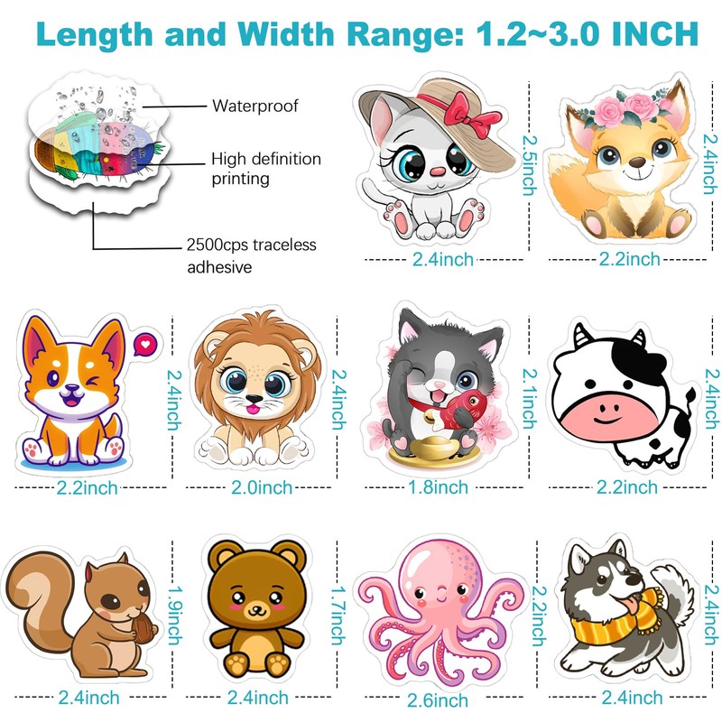 Cute Animal Stickers Water Bottle