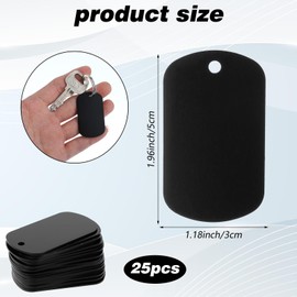 25Pcs Metal Stamping Blanks, Aluminum Blank Dog Tags Black Metal Tags for Laser Engraving and Stamping Rectangle Engraving Blanks Keychain for DIY Decorative Craft