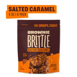 Brownie Brittle – Salted Caramel Thin and Crispy Sweet Snacks (Pack of 6, 5 oz), Rich Gourmet Brownie Bites Dessert