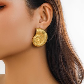Shell Earrings for Women, Statement Creative Shell Conch Dangle Gold Plated Earrings Simple Pearl Beach Piercing Earrings Stud for Teen Girls Jewelry Gifts (Shell4)