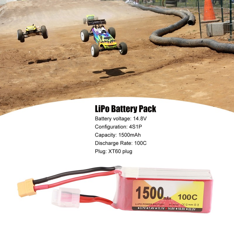 1500mAh 100C 4S LiPo Battery Pack Stable Current Portable Long