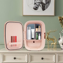 siohdagu 12L Mini Skincare Fridge, Professional Compact Refrigerator, Smart Thermostat Control Mini Refrigerator for Skin Care, Makeup, Beauty, Cosmetics, Food & Drinks, Pink