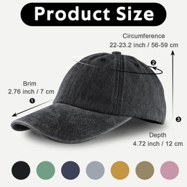 Yazikisa Vintage Washed Plain Baseball Cap for Men Women Adjustable Trucker Hat Classic Soft Cotton Golf Hats Dad Caps Snapback Flat Bill Casual Wear Outdoor Activities Black