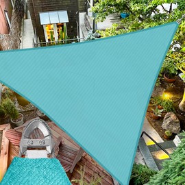 TANG Sunshades Depot 20'x20'x20' Equilateral Triangle A Ring Design Steel Cable Wire Reinforcement Sun Shade Sails Turquoise Heavy Duty Permeable 260GSM UV Block Patio Garden Deck Dock Carport Cover