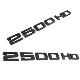 YUGEYE 2pcs 2500HD 2500 HD Nameplates Emblems 3D Decal Badges Replacement for Both Side Doors or Tail Doors(Glossy Black)
