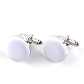 Cufflinks for Men Shirt Business Wedding Birthday Gift White, Stainless Steel