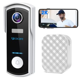 Video Doorbell Camera Wireless with Chime, UCOCARE 2K/4MP WiFi Camera Doorbell with Motion Detection, Night Vision, 2-Way Talk, Voice Changer/Message, AI Motion Detection, Support TF/Cloud Storage
