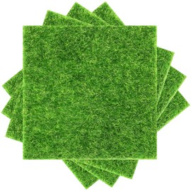 KAEZDD KAEZDD 4 Packs 6 X 6 Inches Fake Grass Decor for Crafts, Artificial Garden Grass for Dollhouse Miniature Ornament Projects, Model Turf Grass for DIY Fairy Garden Decor Kit