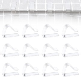 TVETE Tablecloths Clips, Transparent Tablecloth Stops for Fixing [12 Pieces] Compatible with 0.8 - 1.4 inches (2 - 3.5 cm), Plastic, Anti-Slip, Picnic Table, Cloth Holder, Windproof, Fold-Resistant