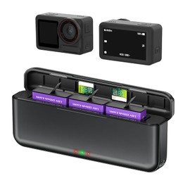 Palogreen Osmo Action 5 Pro Battery Charger for DJI Action 5 Pro, Osmo Action 4 and Osmo Action 3 - Triple Slot Fast Charging Case Fully Compatible with DJI Osmo Action 5 Pro Extreme Battery