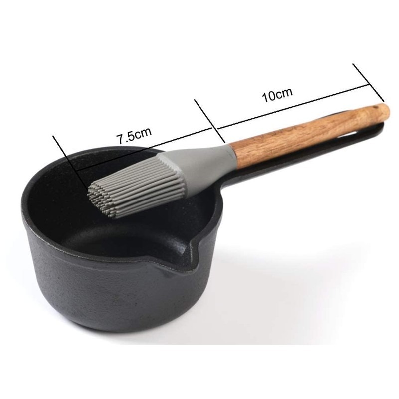 HAWOK Cast Iron Melting Pot, Sauce Pan with Brush, Dia.3.9",