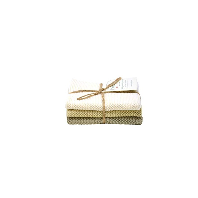 Solwang Set of 3 Knitted Wipes Light Khaki