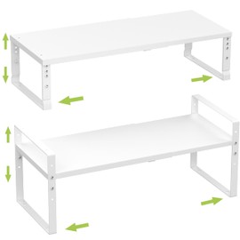 Jojocross Expandable,Stackable Spice Rack,Seasoning Organizer and Storage,Spice Jar Rack for Cabinet,Countertop, Metal Pantry, Cupboard,Laundry Storage,Heavy Duty(2 PACKS/LARGE/WHITE)