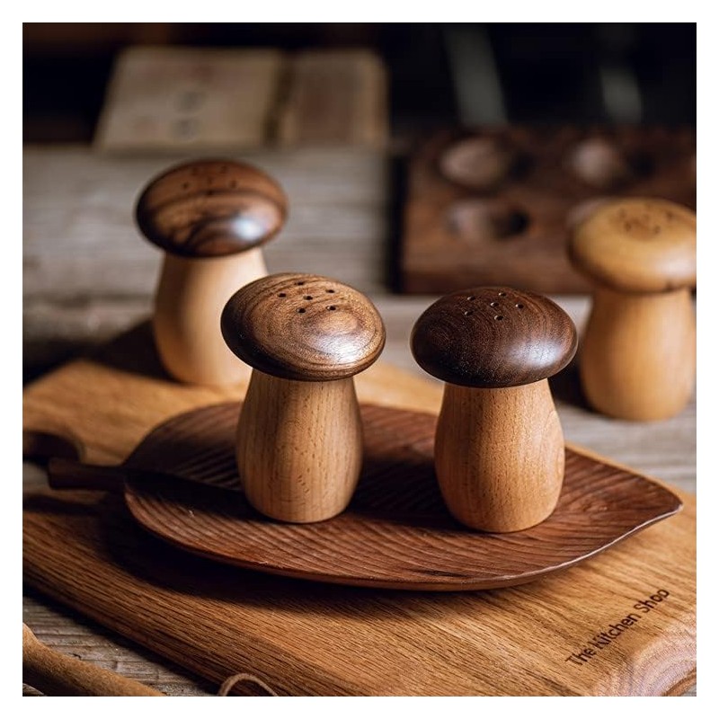 ieron Cute Mushroom Toothpick Holder Dispenser Wooden Toothpick Storage Box