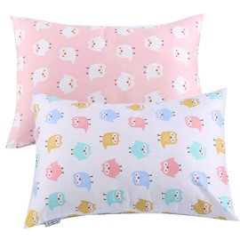 Kids Toddler Pillowcases - 2 Pack Pillowslip Case Fits Pillows Sized 13 x 18 or 12x 16 for Kids Bedding Pillow Cover Pink/White Owl Baby Pillow Cases - by UOMNY