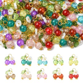 Ipotkitt 50pcs 10 Styles Glass & Resin Cherry Charms Crystal Fruit Food Charms for DIY Art Craft Supplies Necklace Earring Keychain Bag Ornaments Jewellery Making
