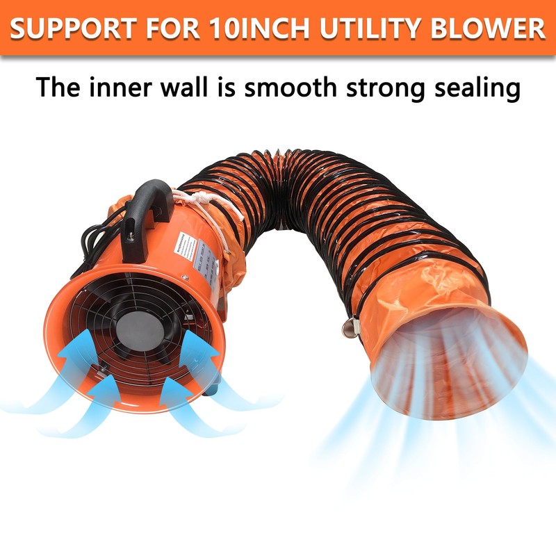 32FT Ducting Hose 10 Inch PVC Flexible Duct Hosing with
