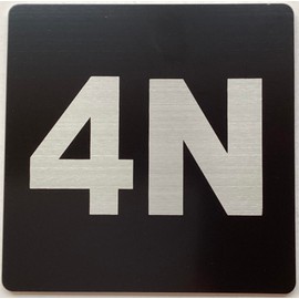 Apartment number 4N sign - UNIT NUMBER 4N SIGN/SUITE 4N SIGN (BLACK, SIZE 4x4 inch, DOUBLE SIDED TAPE) -Broadway Line