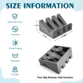 Soap Dishes, Upgrade Suction Silicone Shower Soap Dish with Drianage, Bar Soap Holder & Saver Waterfall Self-Draining to Keep Your Bar Soap Organized and Clean (Grey 2pcs)