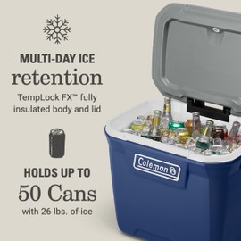Coleman Classic Series Insulated Portable Rolling Cooler with Wheels, Leak-Resistant Outdoor Hard Cooler Keeps Ice up to 5 Days, 65-Quart